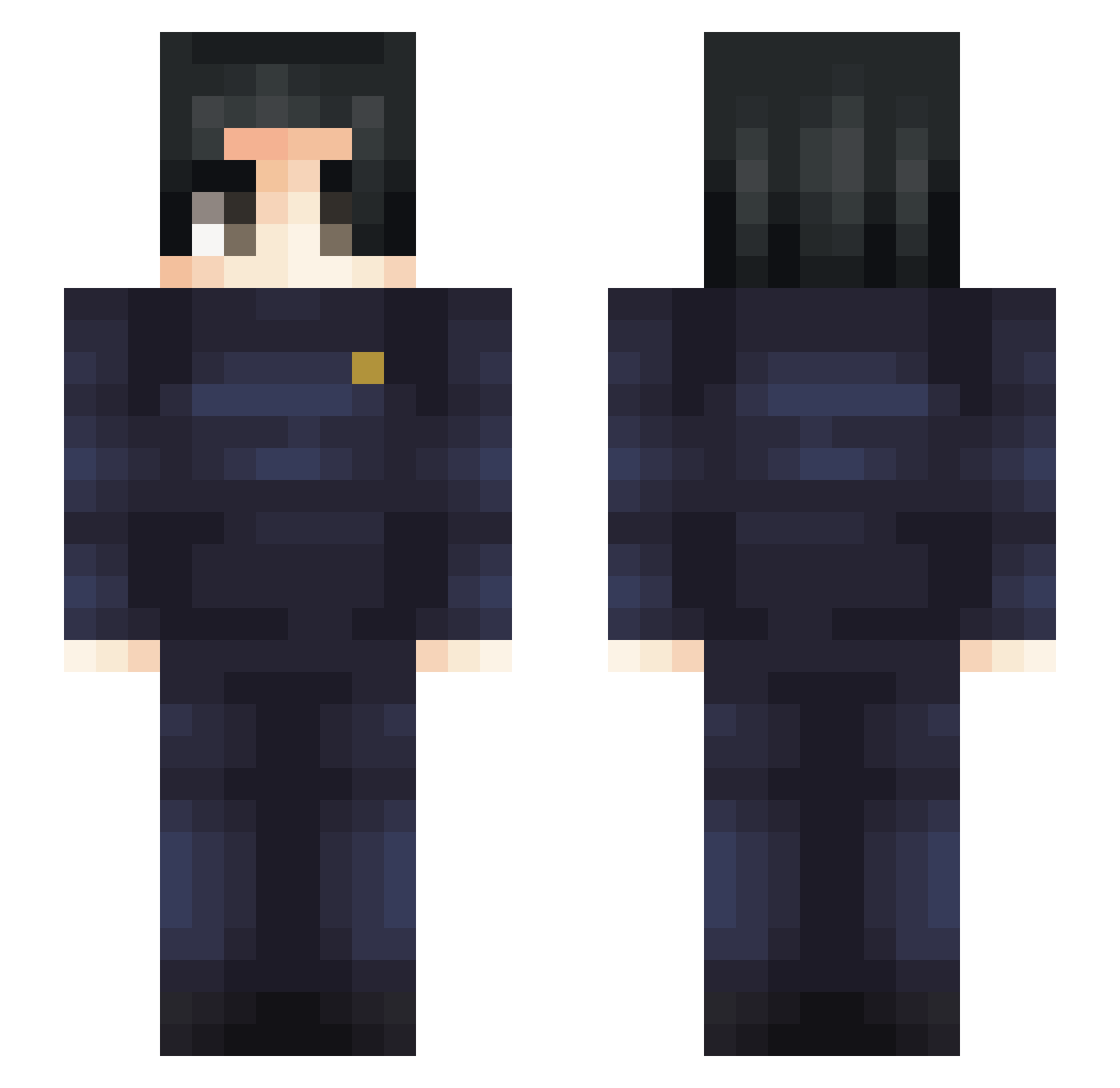 Exodus289 Minecraft skin, front and back view