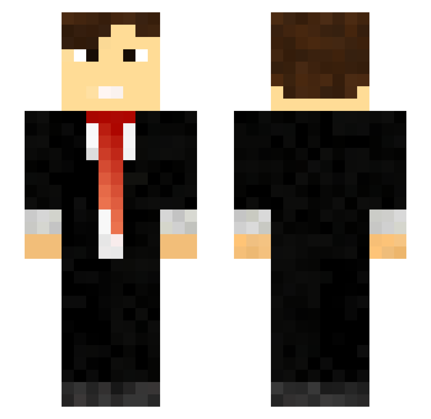NoHere Minecraft skin, front and back view