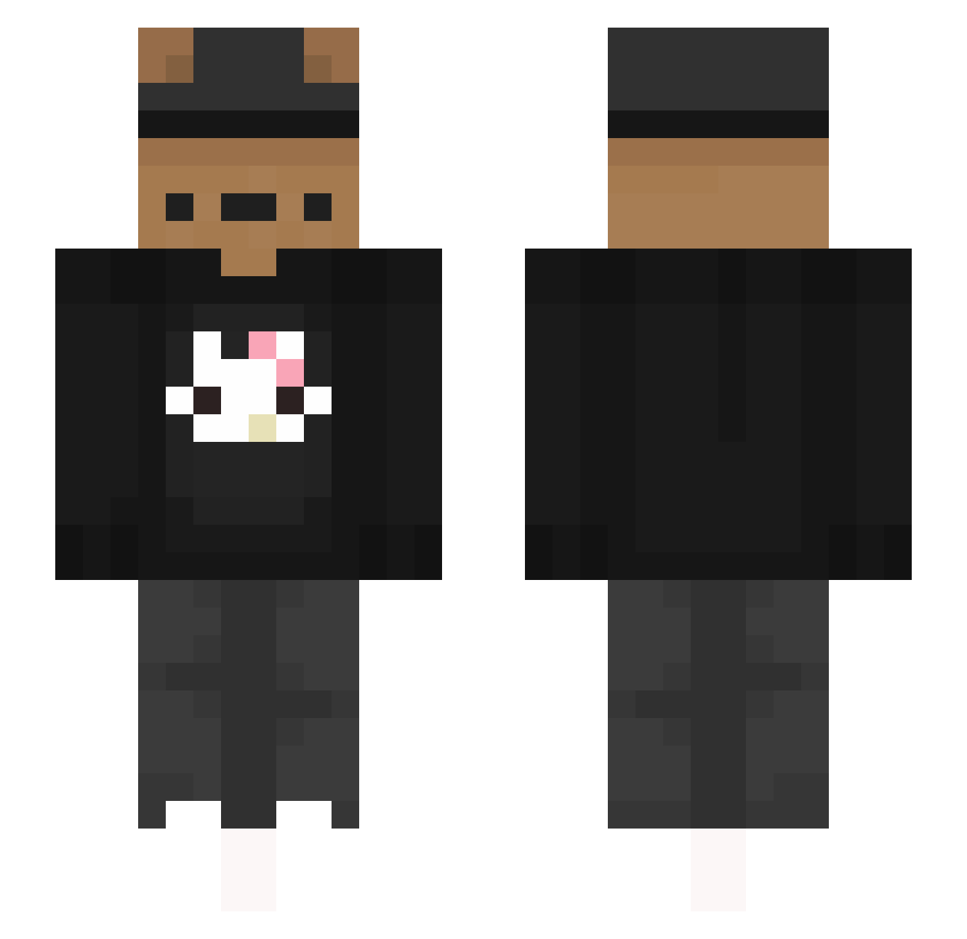 Extency Minecraft skin, front and back view
