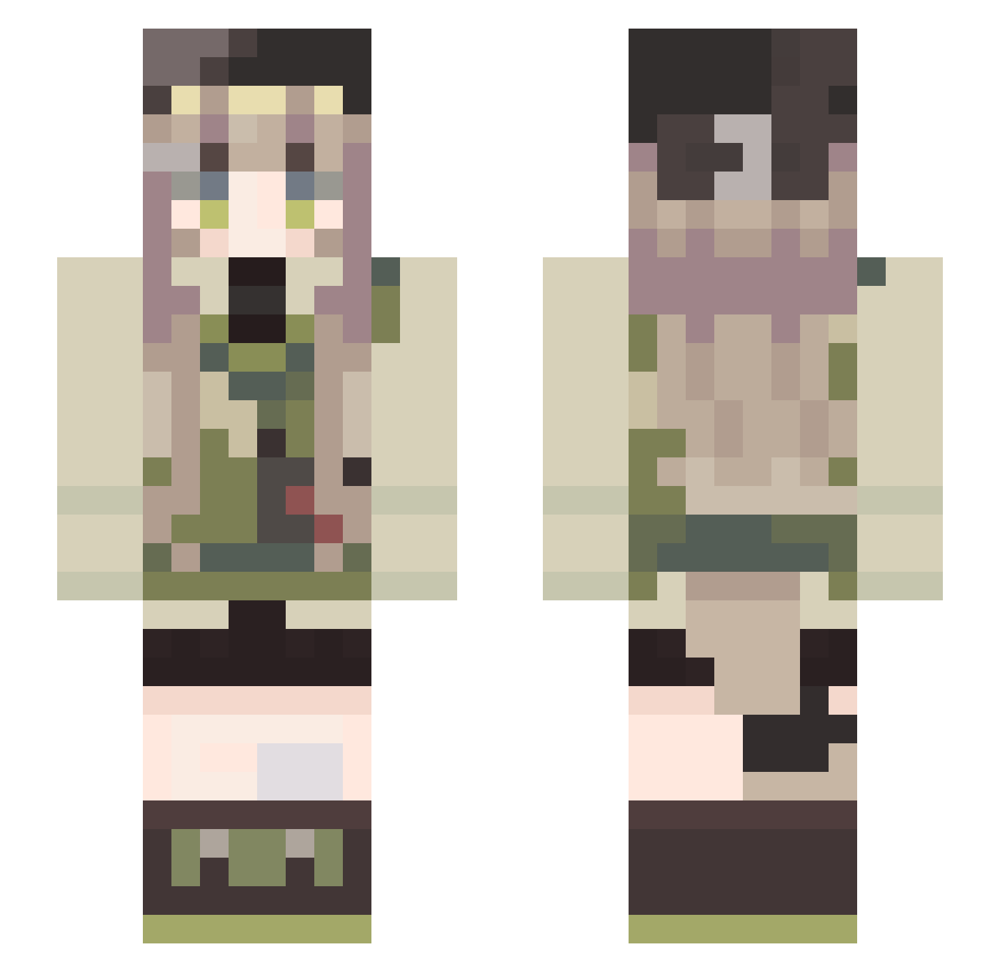 karasan3 Minecraft skin, front and back view