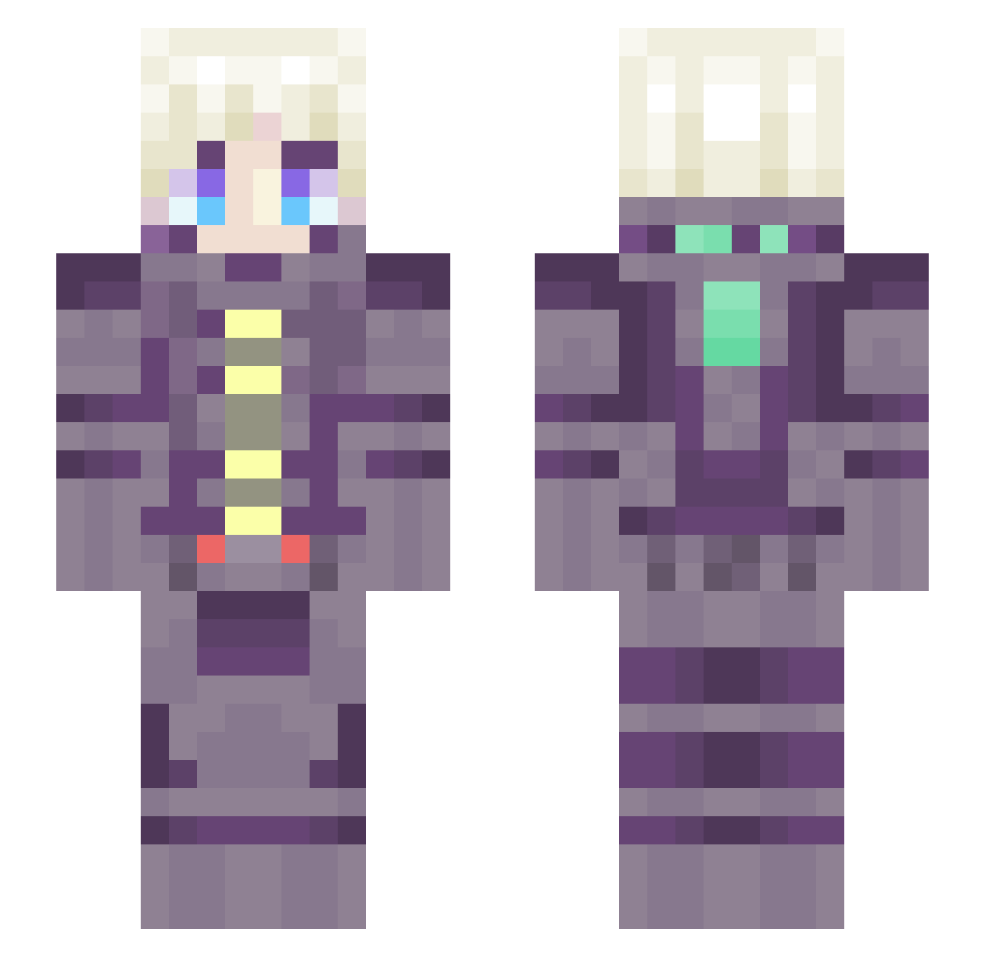 zipndots Minecraft skin, front and back view