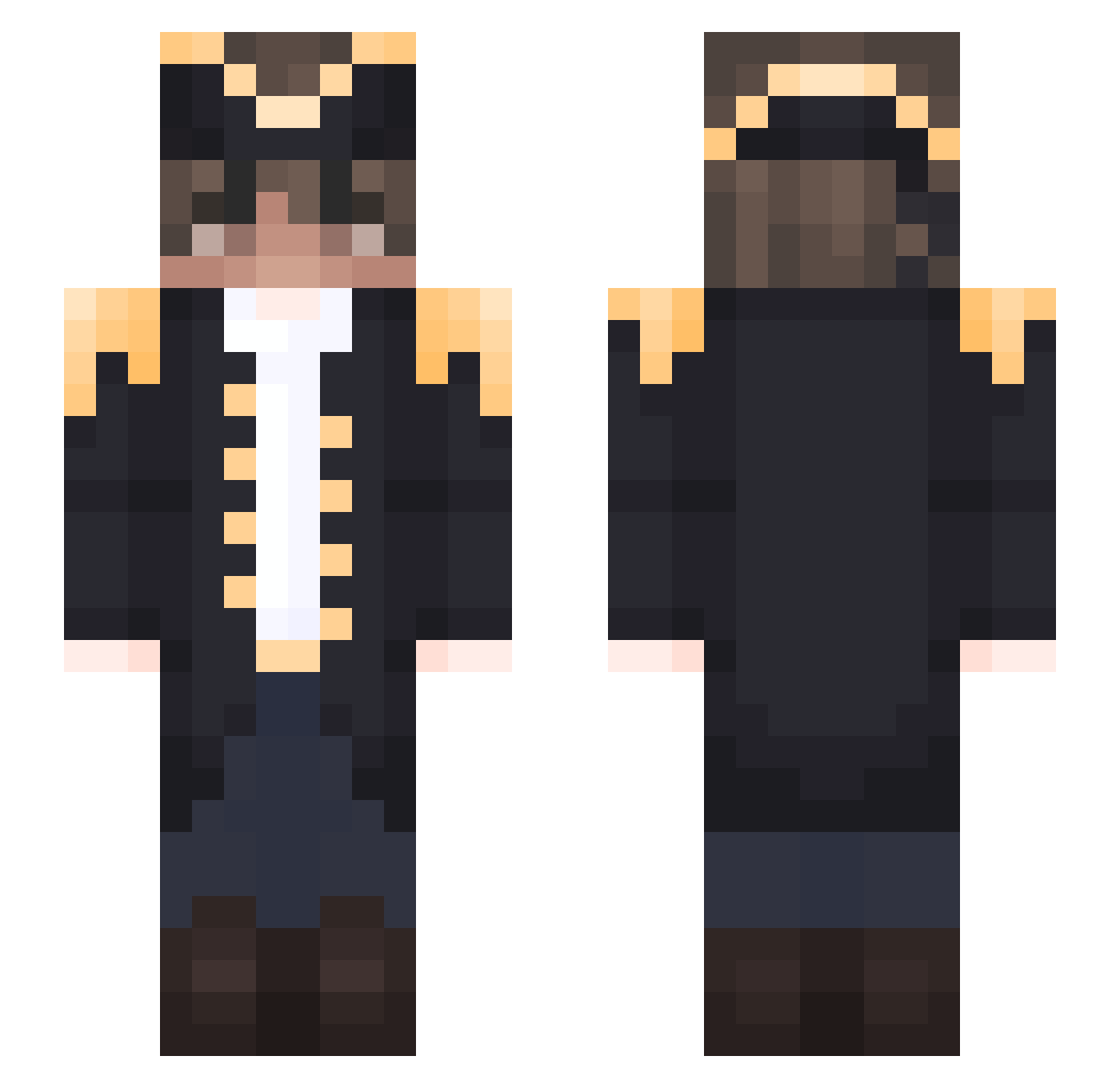 _Vhite_ Minecraft skin, front and back view