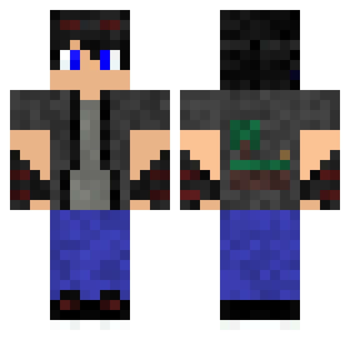 Renkys Minecraft skin, front and back view