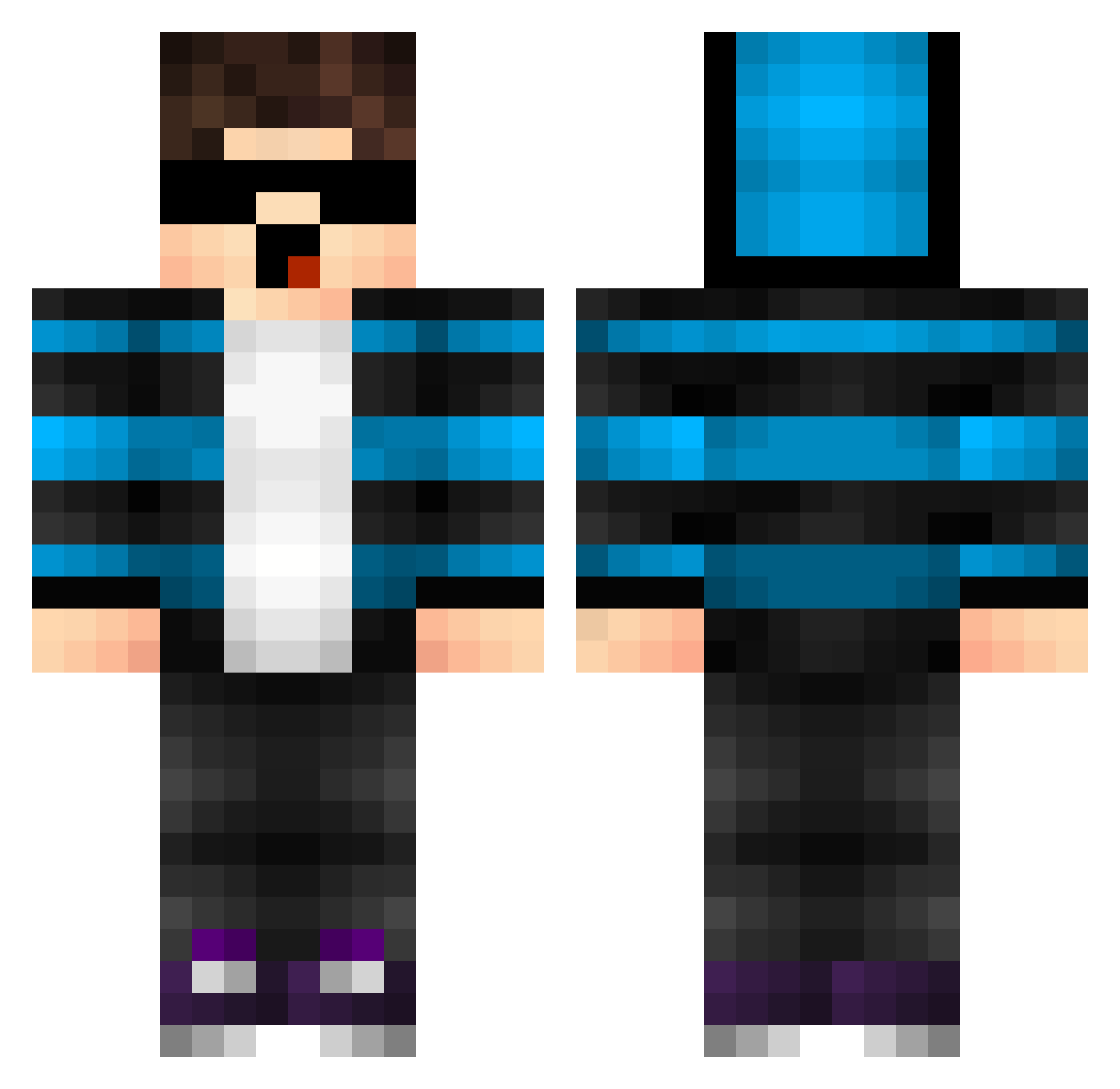 xXBizziXx Minecraft skin, front and back view