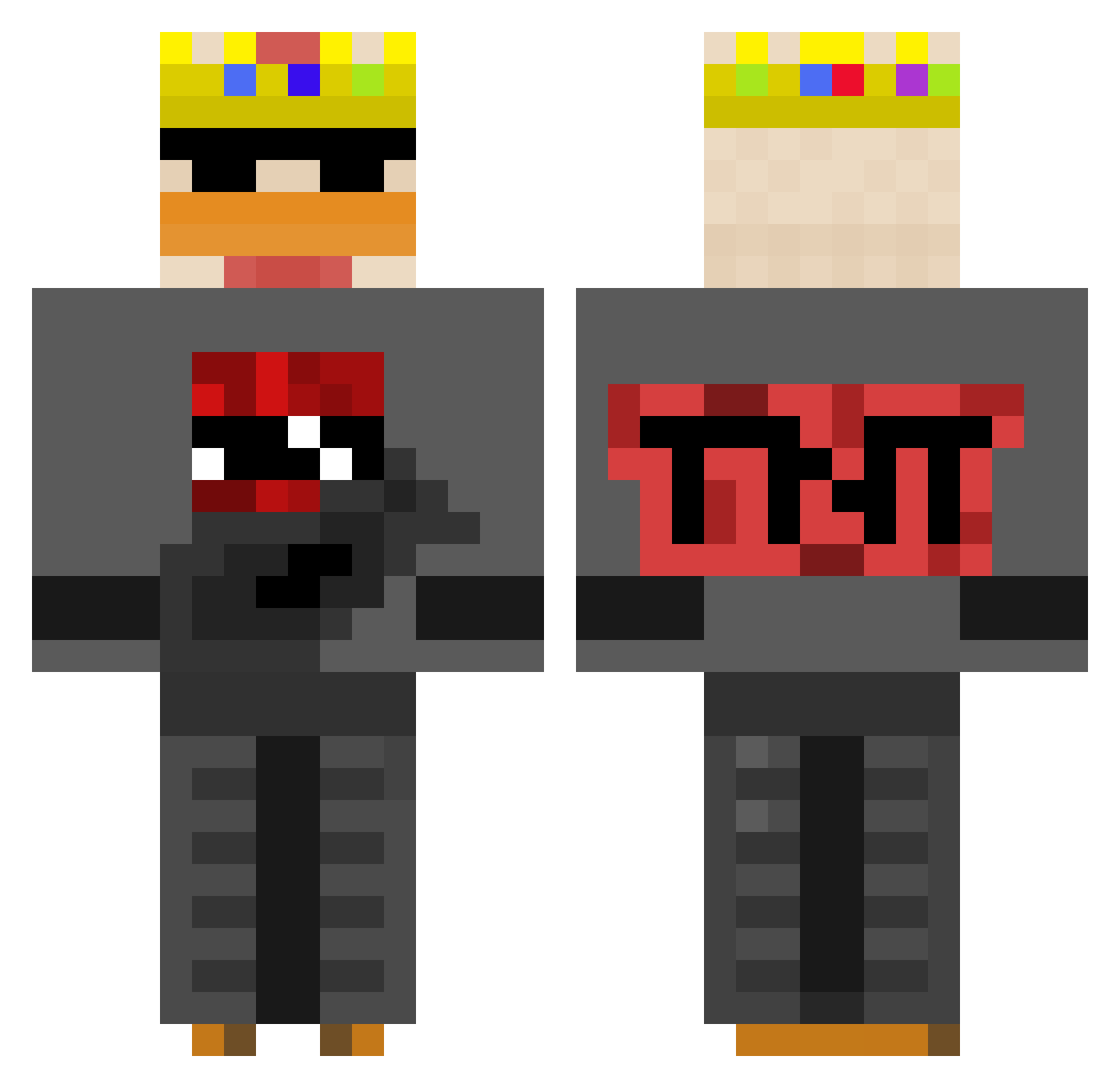 DomeTheBaldBird Minecraft skin, front and back view