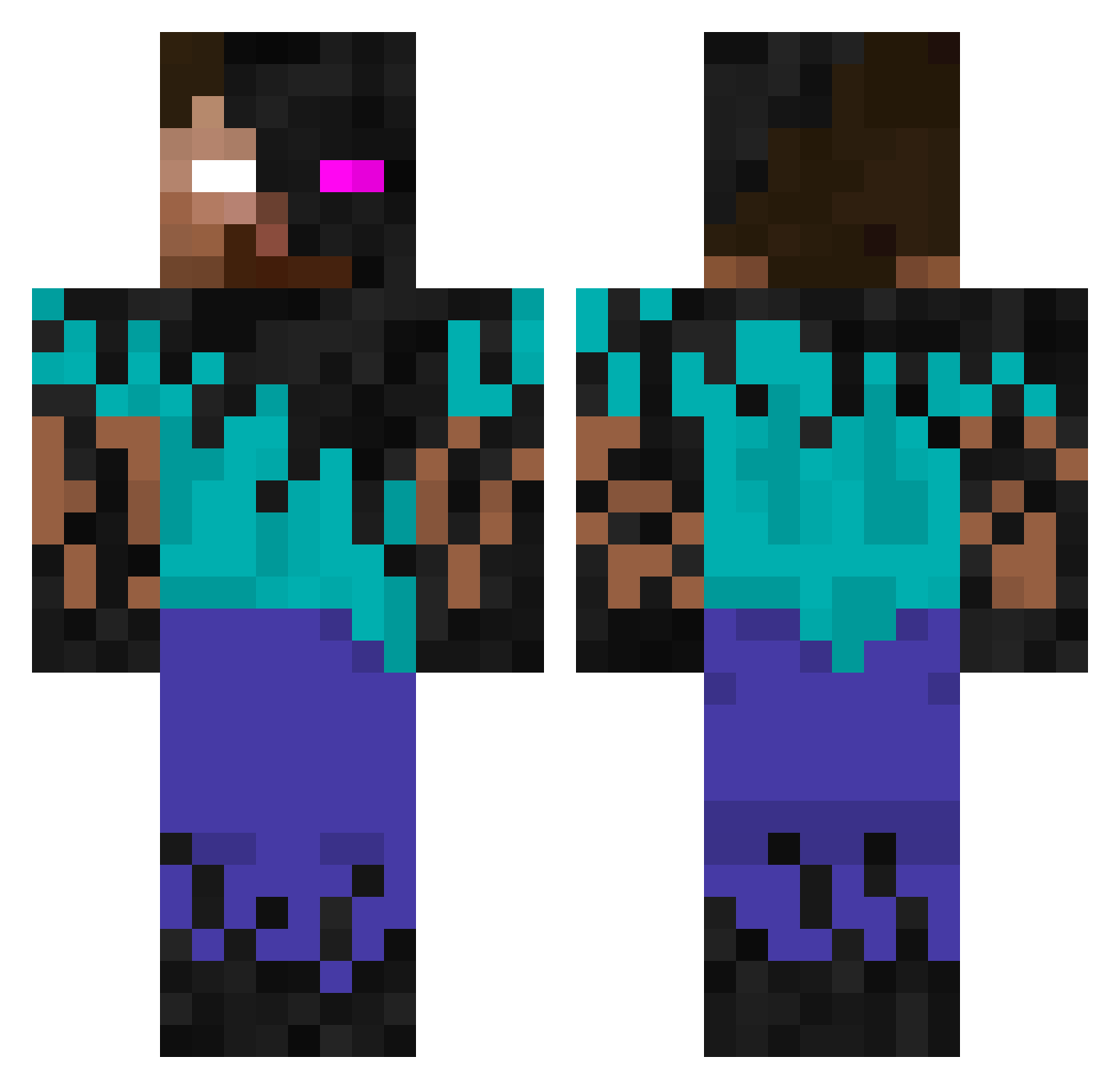 Zandie Minecraft skin, front and back view