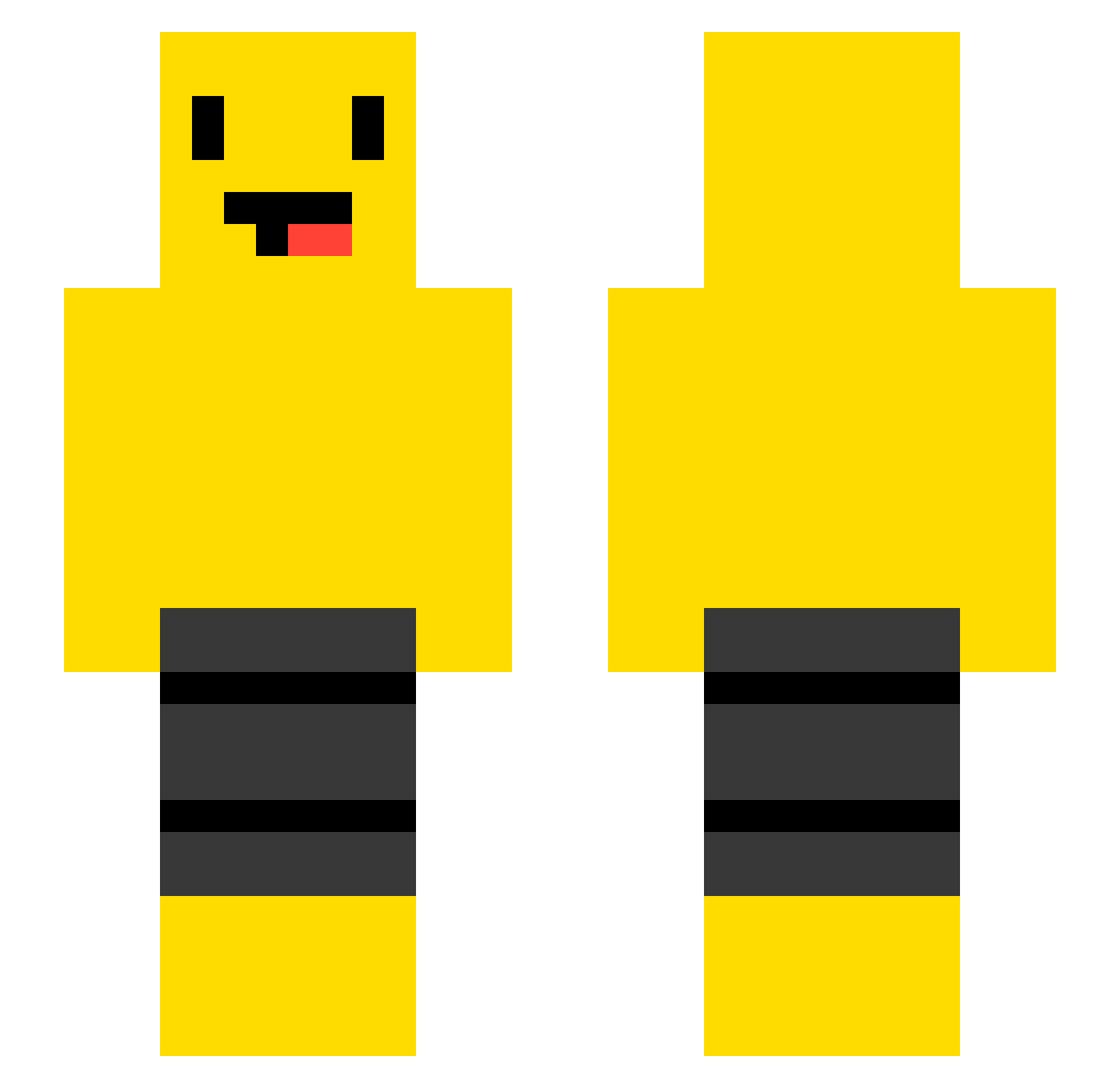 Ruebelix Minecraft skin, front and back view