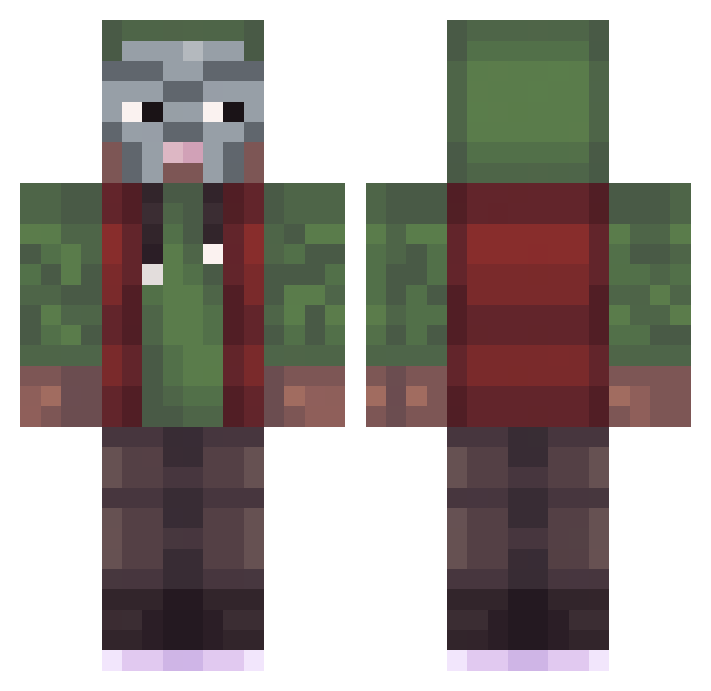 ItzBlueCube Minecraft skin, front and back view