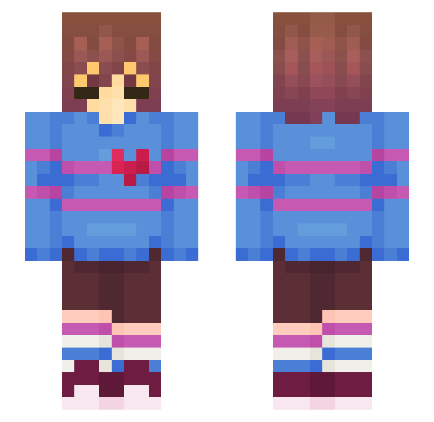 MikoPsycho100 Minecraft skin, front and back view