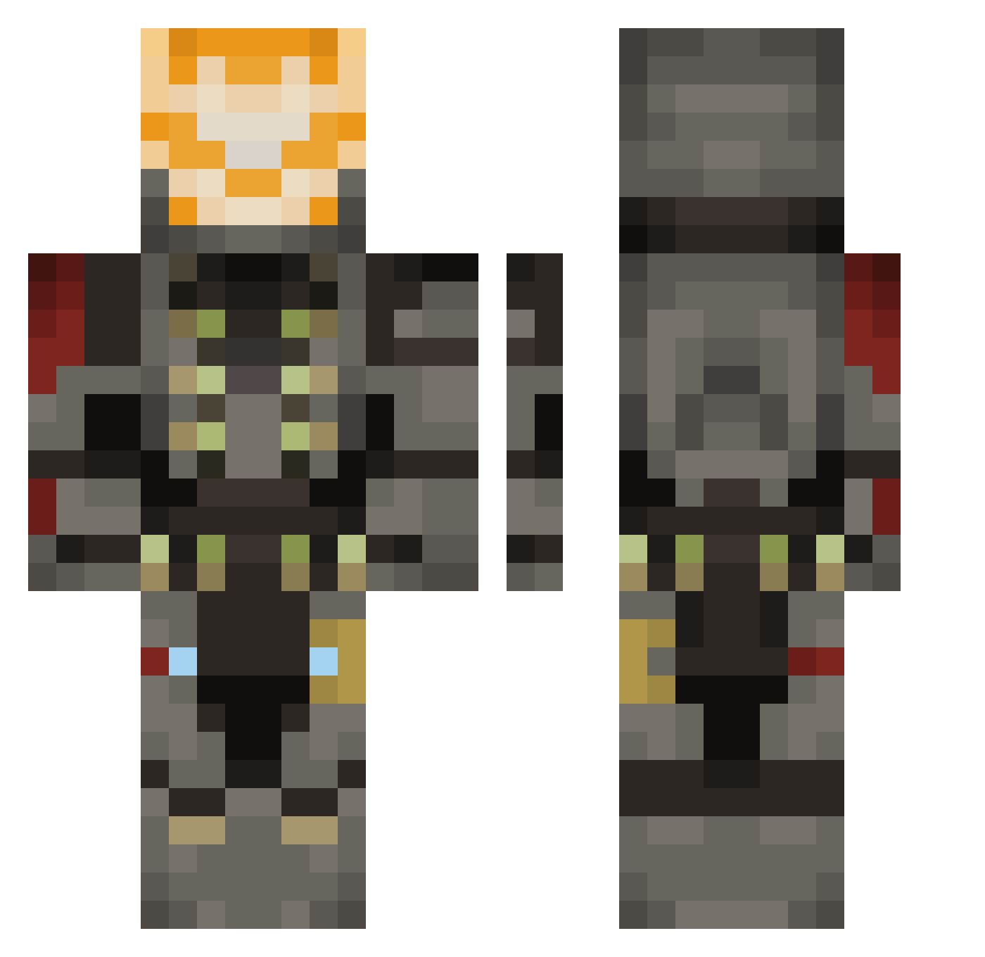SliceNorris Minecraft skin, front and back view