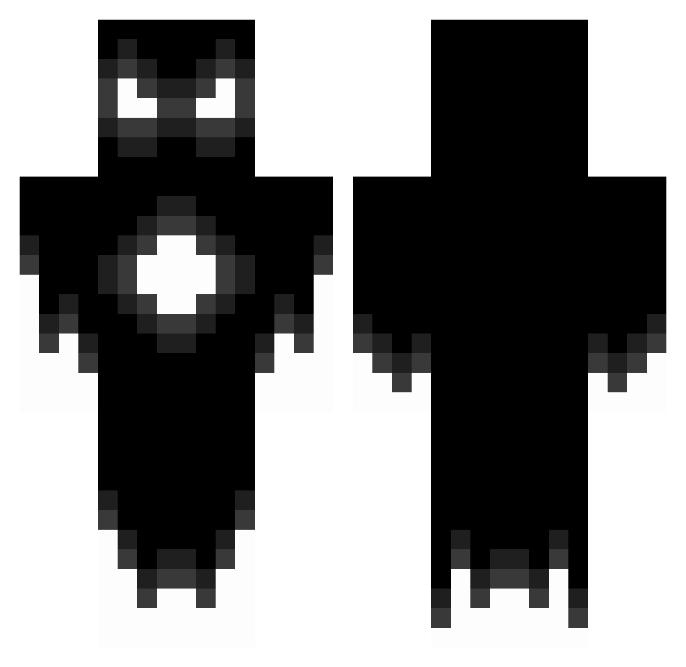Woregrowl Minecraft skin, front and back view