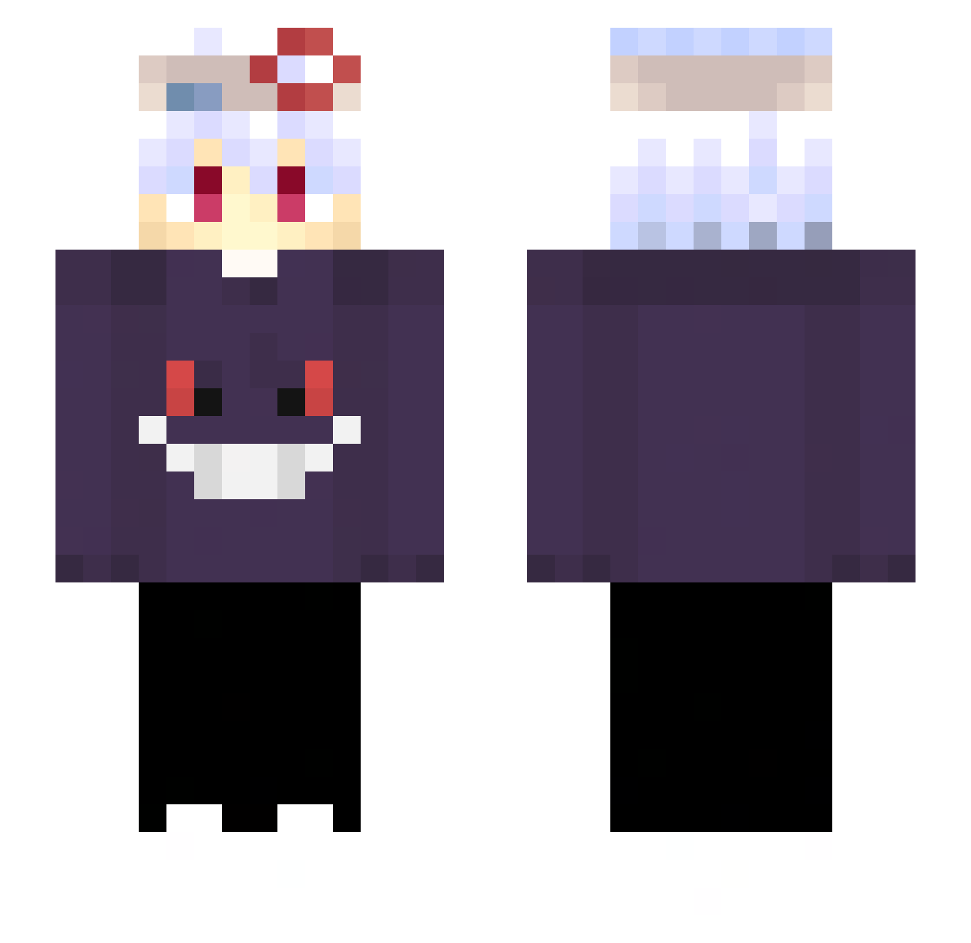 AznKuJaku Minecraft skin, front and back view
