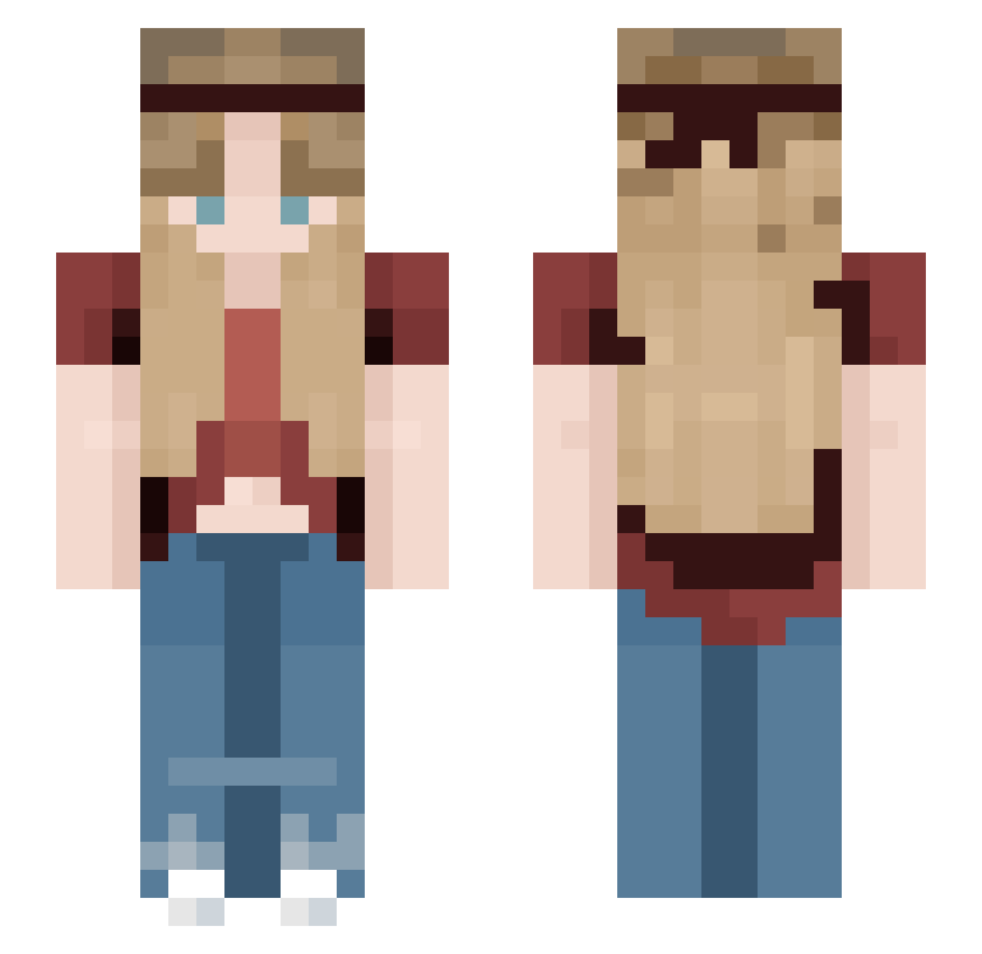 Raychieroo Minecraft skin, front and back view