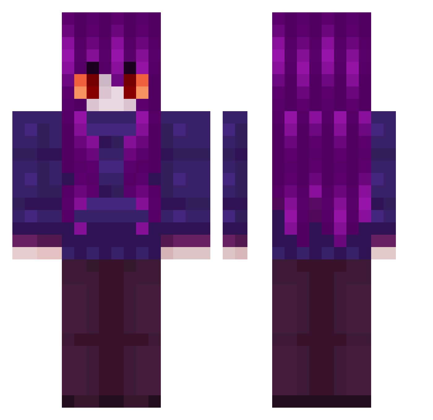 Yeneomon Minecraft skin, front and back view