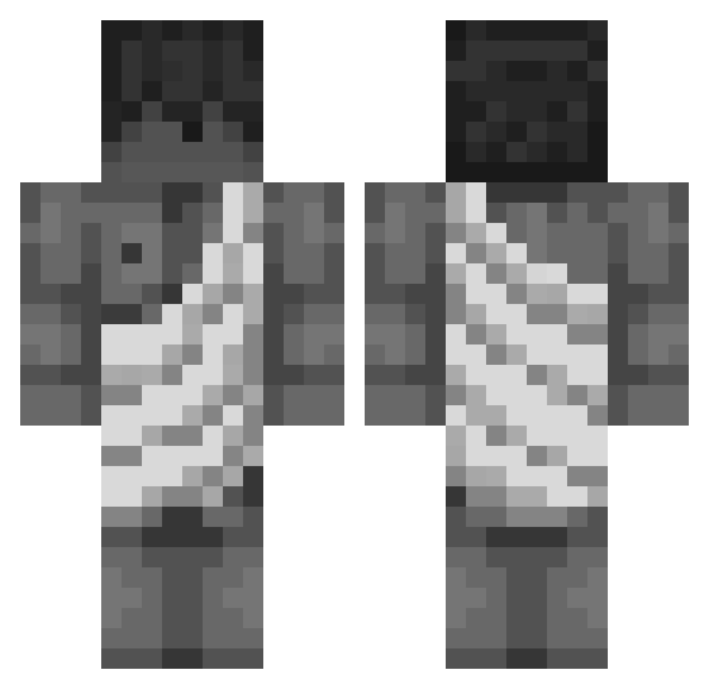 Justchain Minecraft skin, front and back view