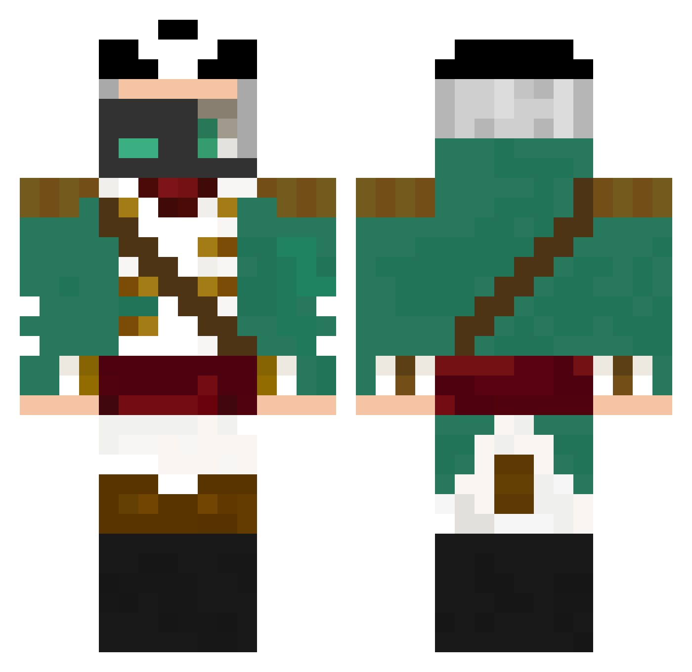 RaithZzz Minecraft skin, front and back view