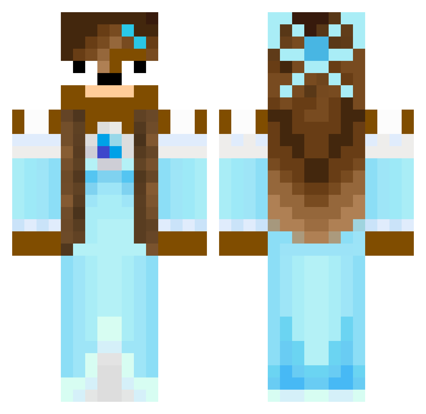 Withdraws Minecraft skin, front and back view