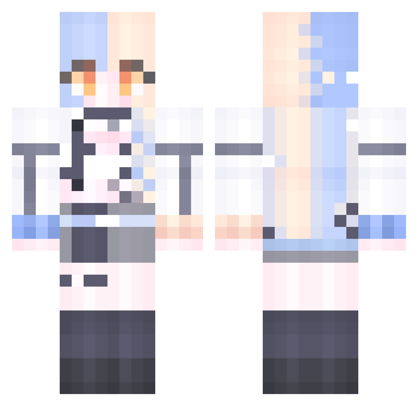 Lu_rang Minecraft skin, front and back view