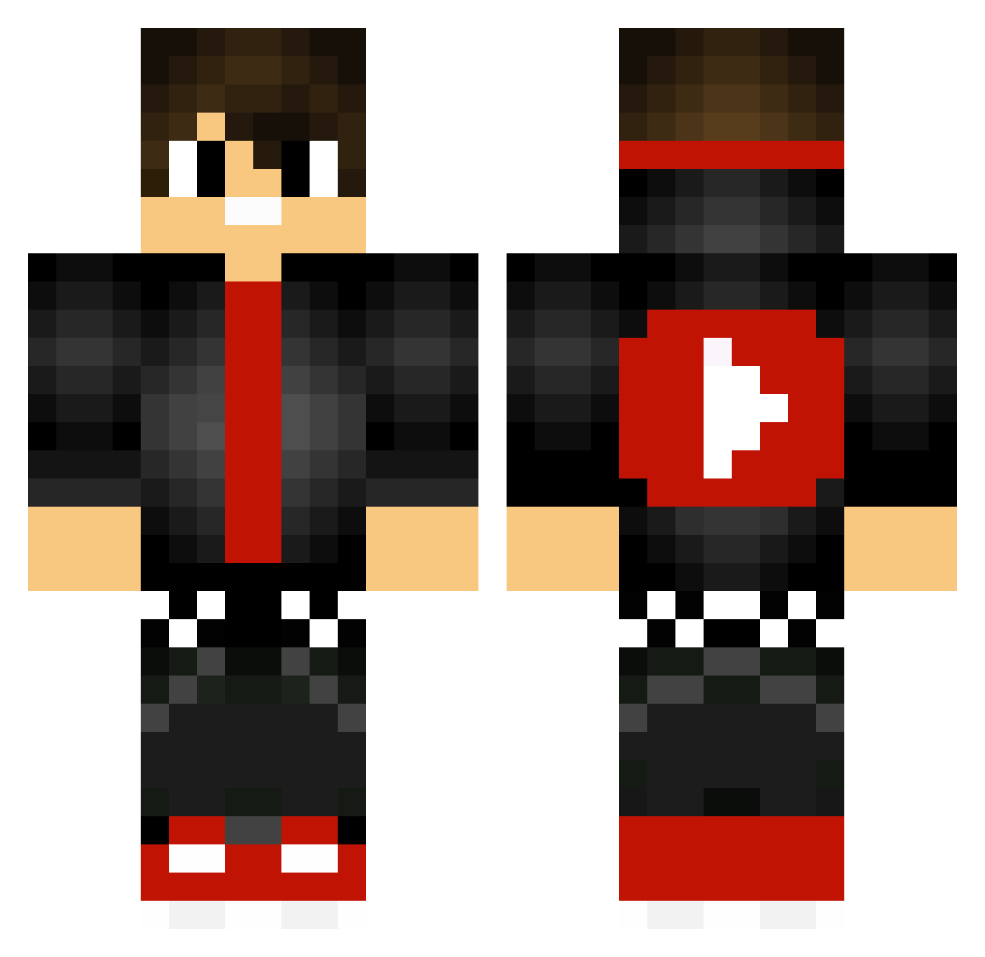 Plumps Minecraft skin, front and back view