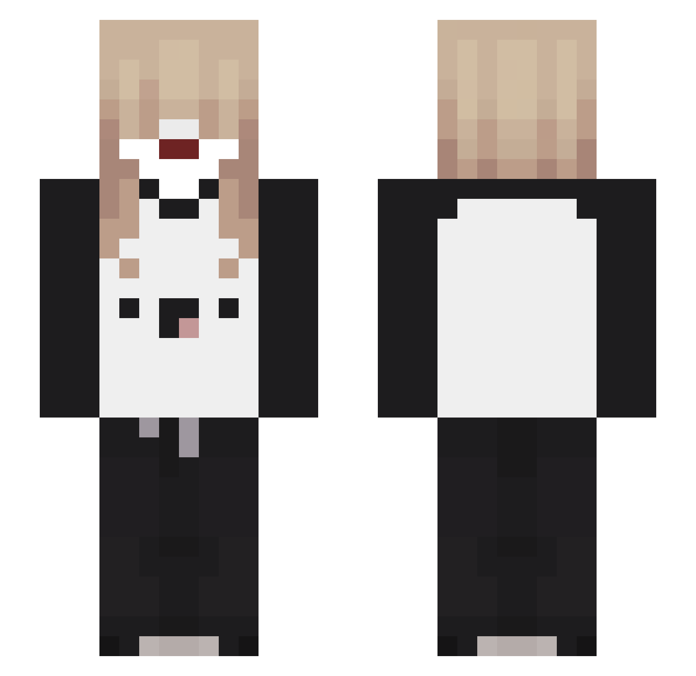 MitsuriMoo Minecraft skin, front and back view