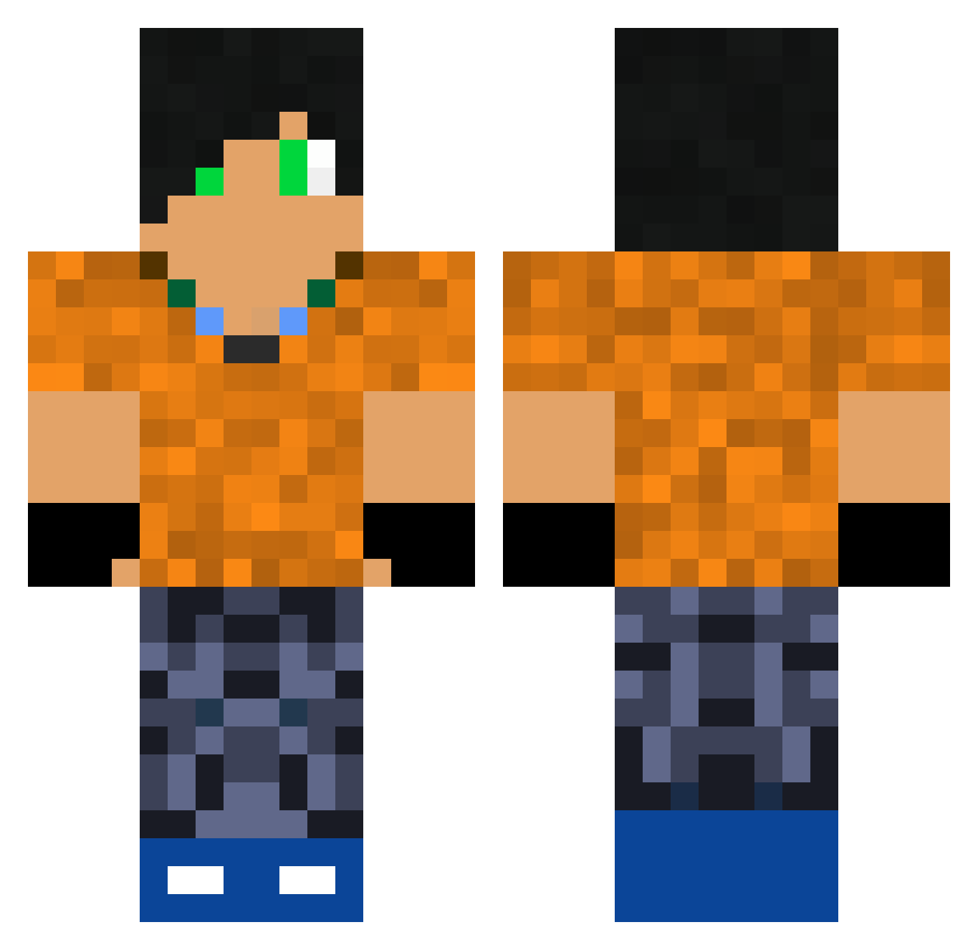 Respiring Minecraft skin, front and back view