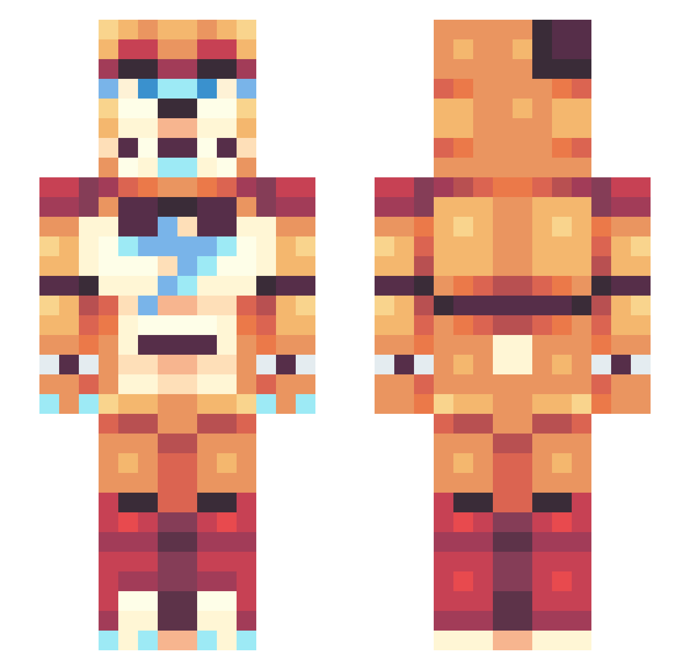 Hizio Minecraft skin, front and back view