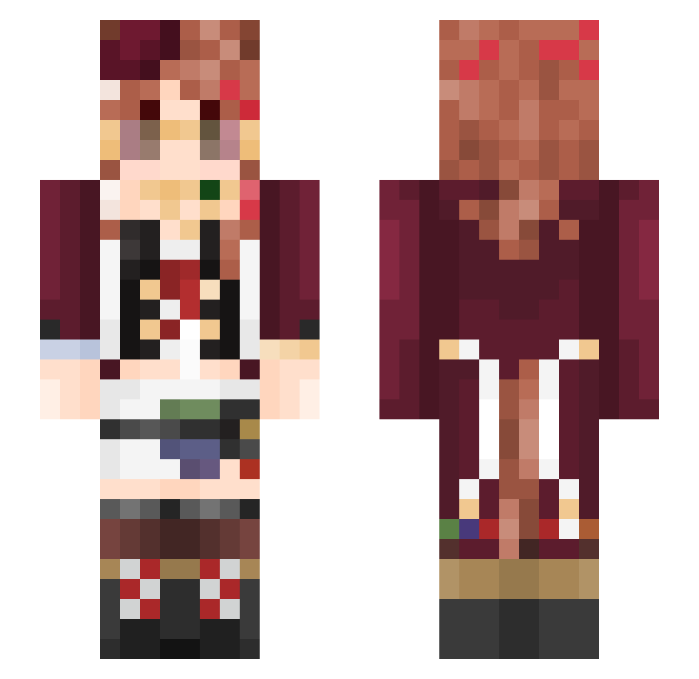 Thinkan Minecraft skin, front and back view