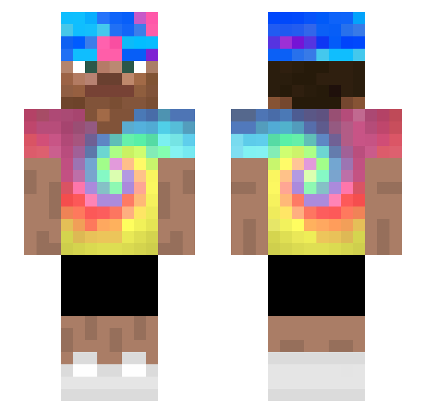 Amassed Minecraft skin, front and back view