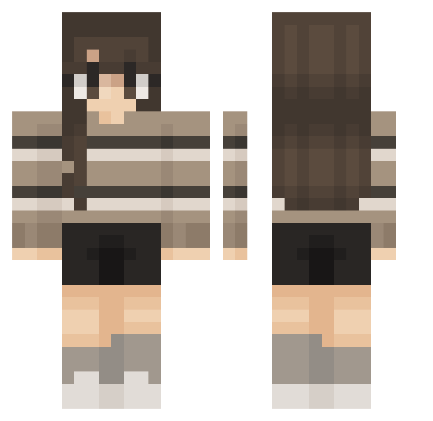 qdli Minecraft skin, front and back view