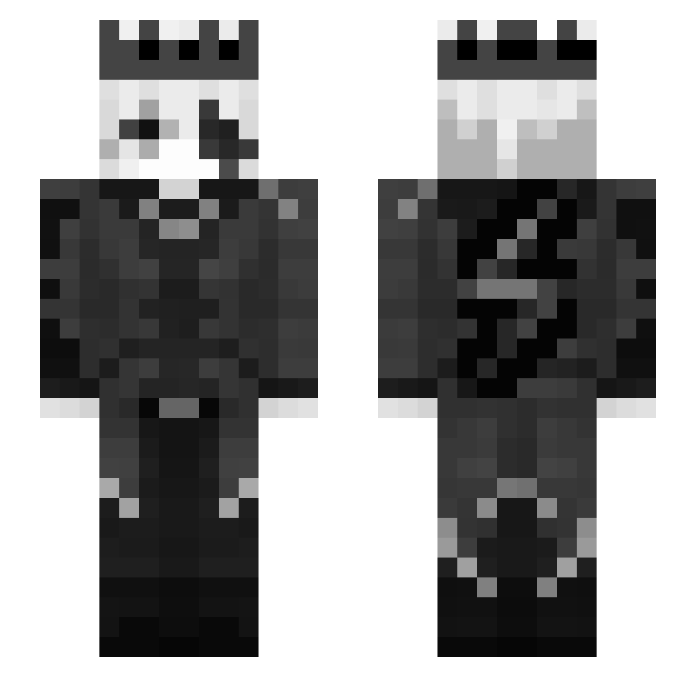 Antify Minecraft skin, front and back view