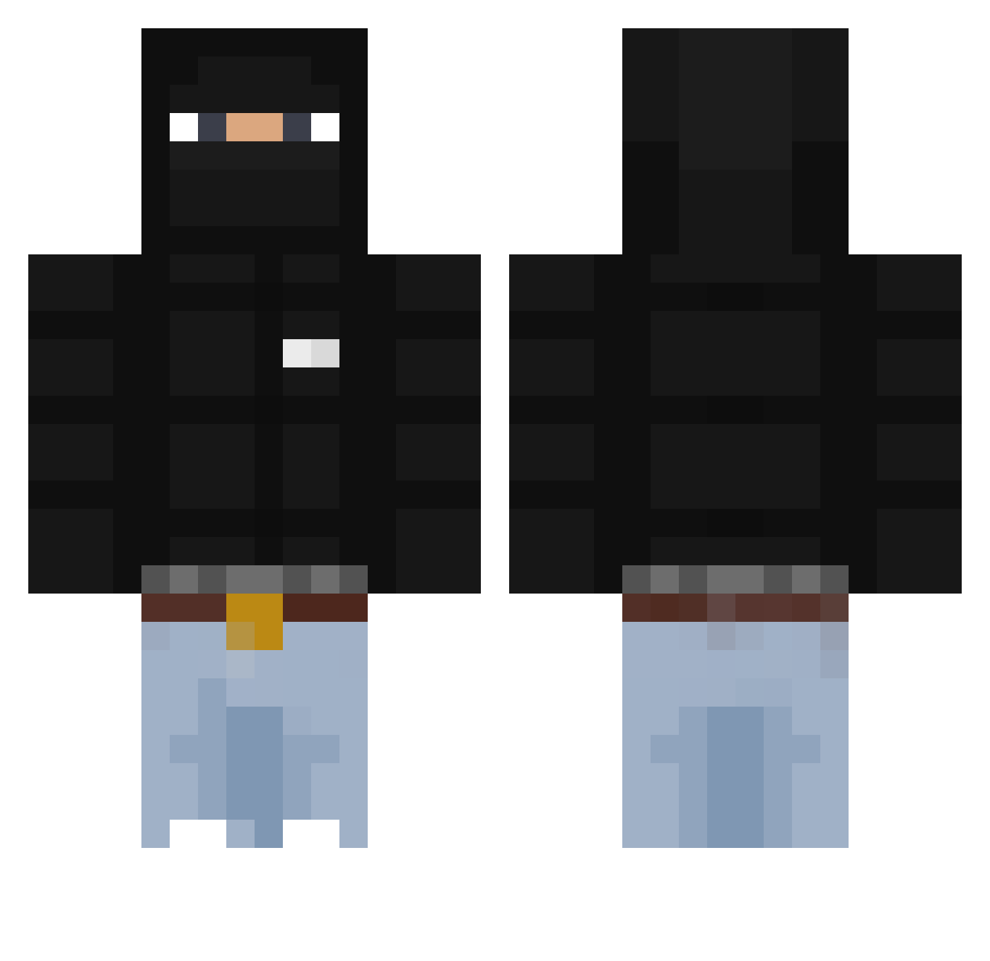 Showlowx Minecraft skin, front and back view