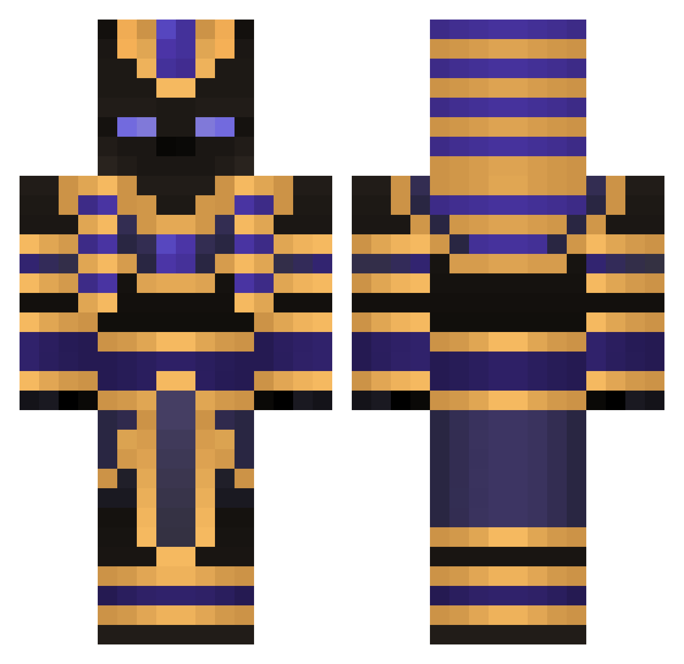 ATriggered Minecraft skin, front and back view