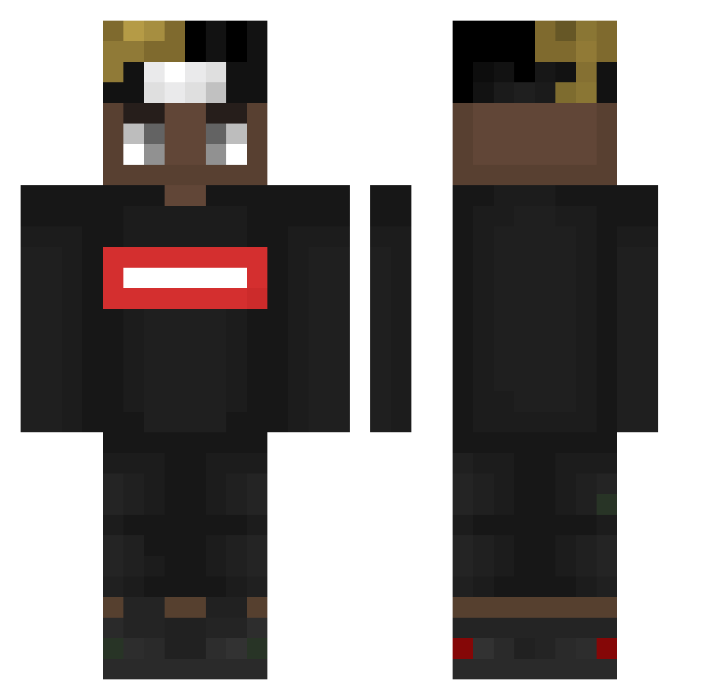 CVNFIDENT Minecraft skin, front and back view