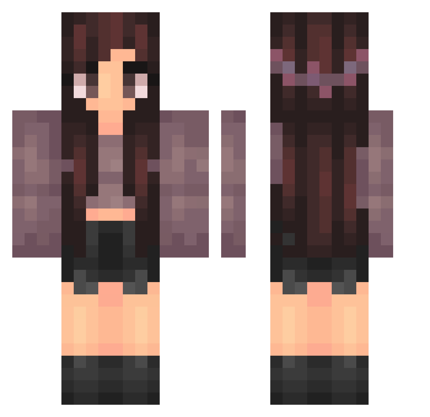 xLilyCollins Minecraft skin, front and back view
