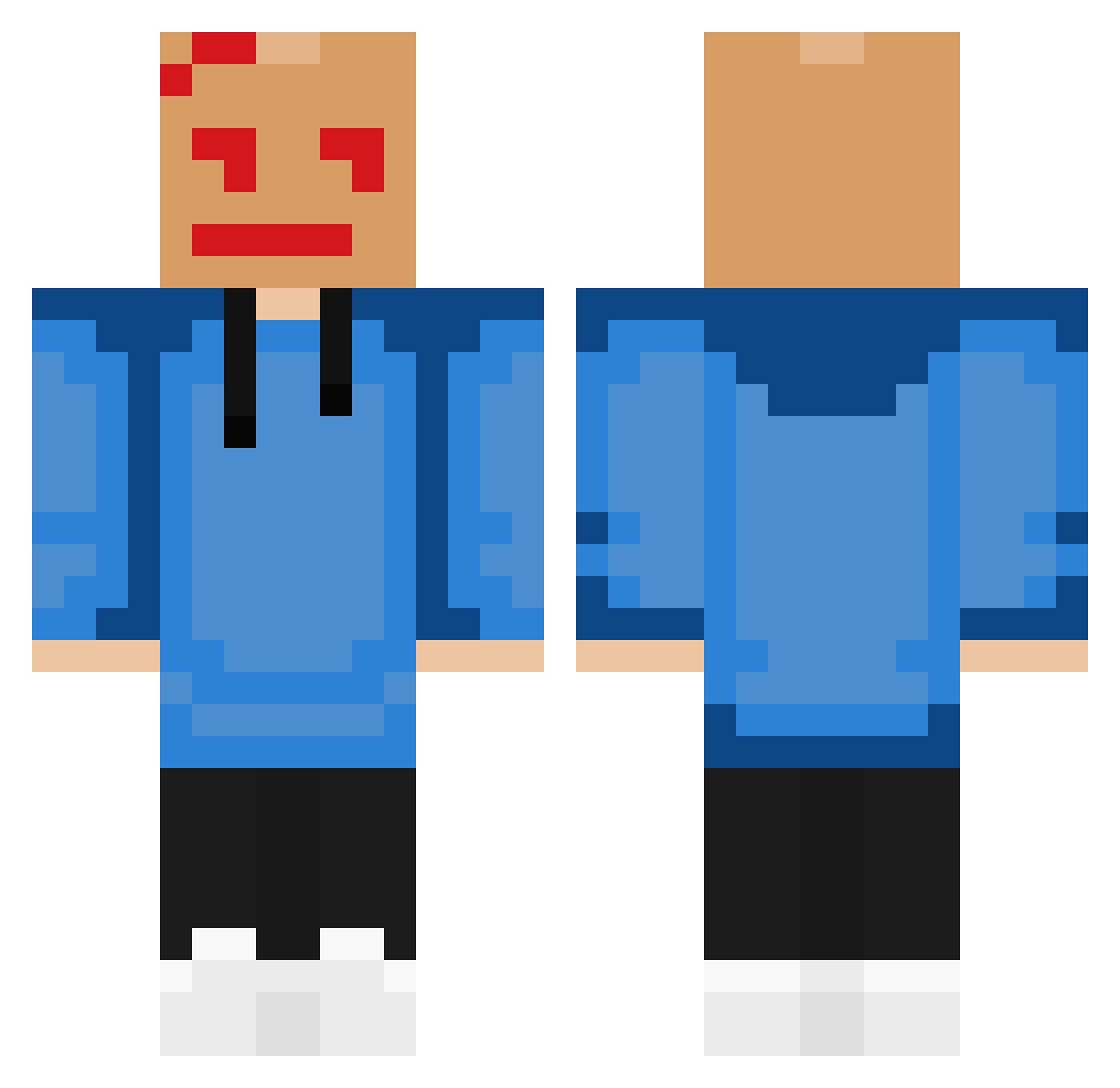 NidgeyPlayz Minecraft skin, front and back view