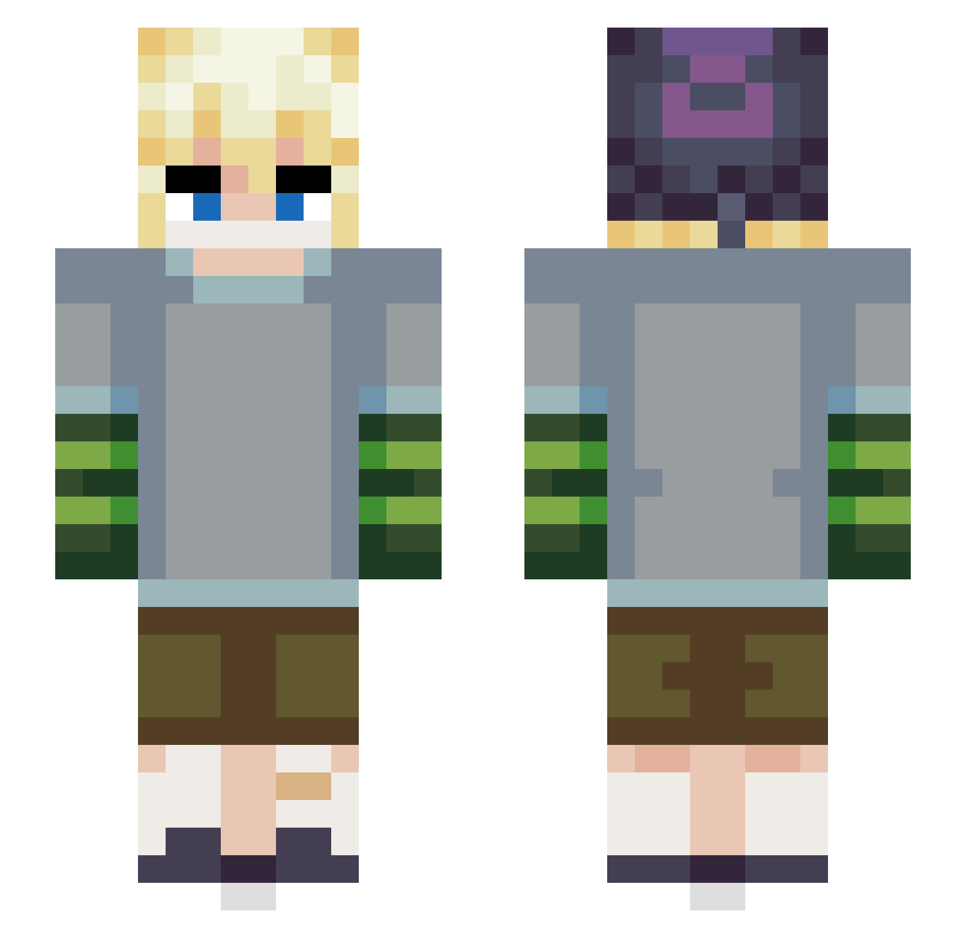 Sarital Minecraft skin, front and back view
