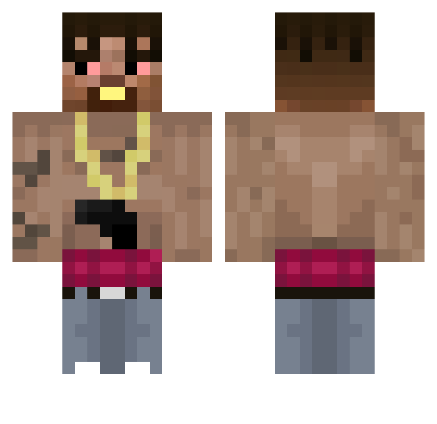 Cosev Minecraft skin, front and back view
