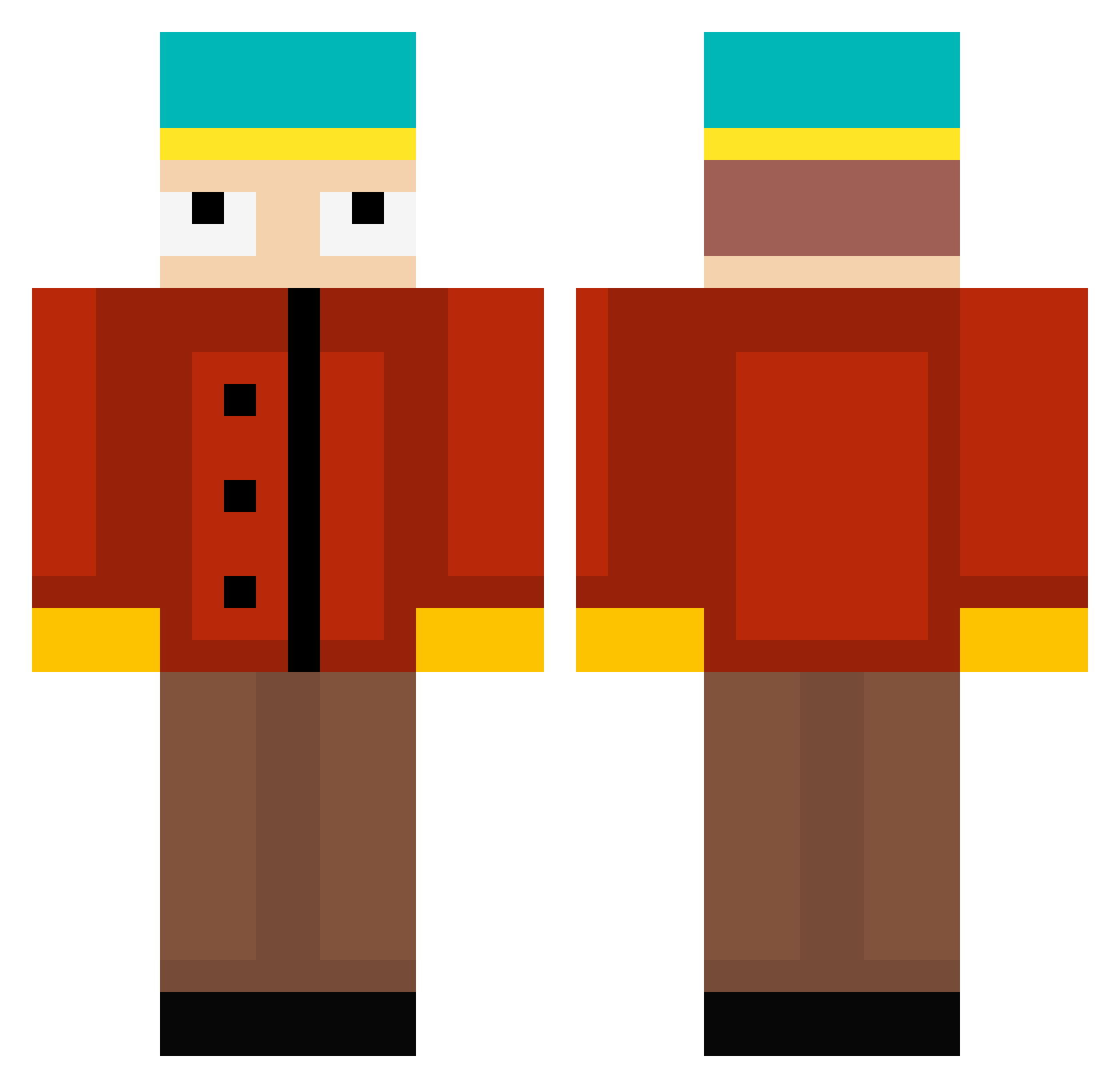 Mythicgun101 Minecraft skin, front and back view
