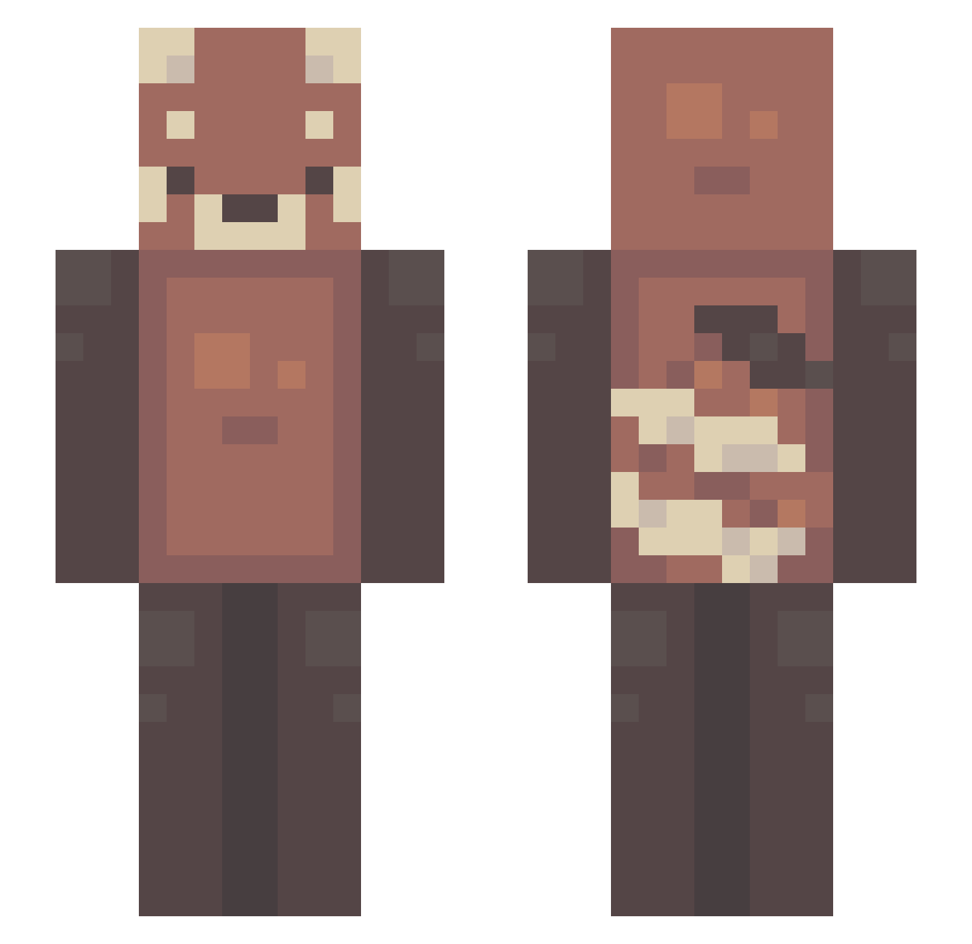 Sucuro Minecraft skin, front and back view