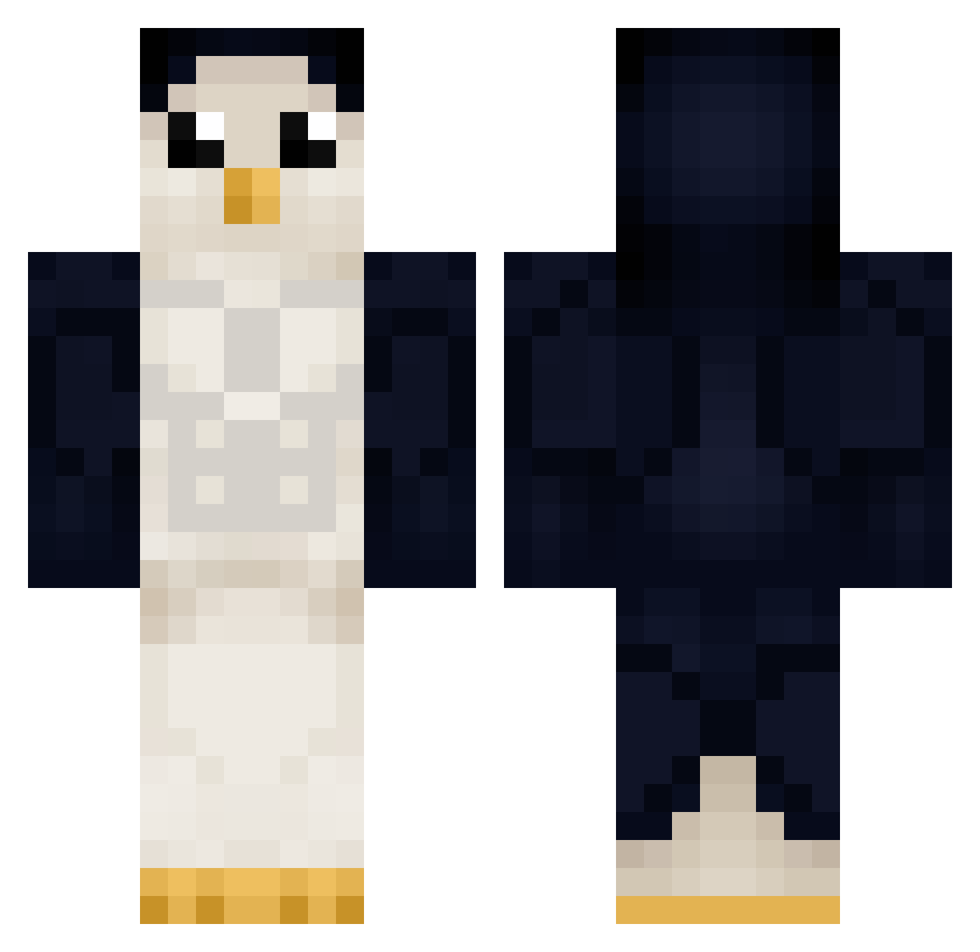 pqths Minecraft skin, front and back view