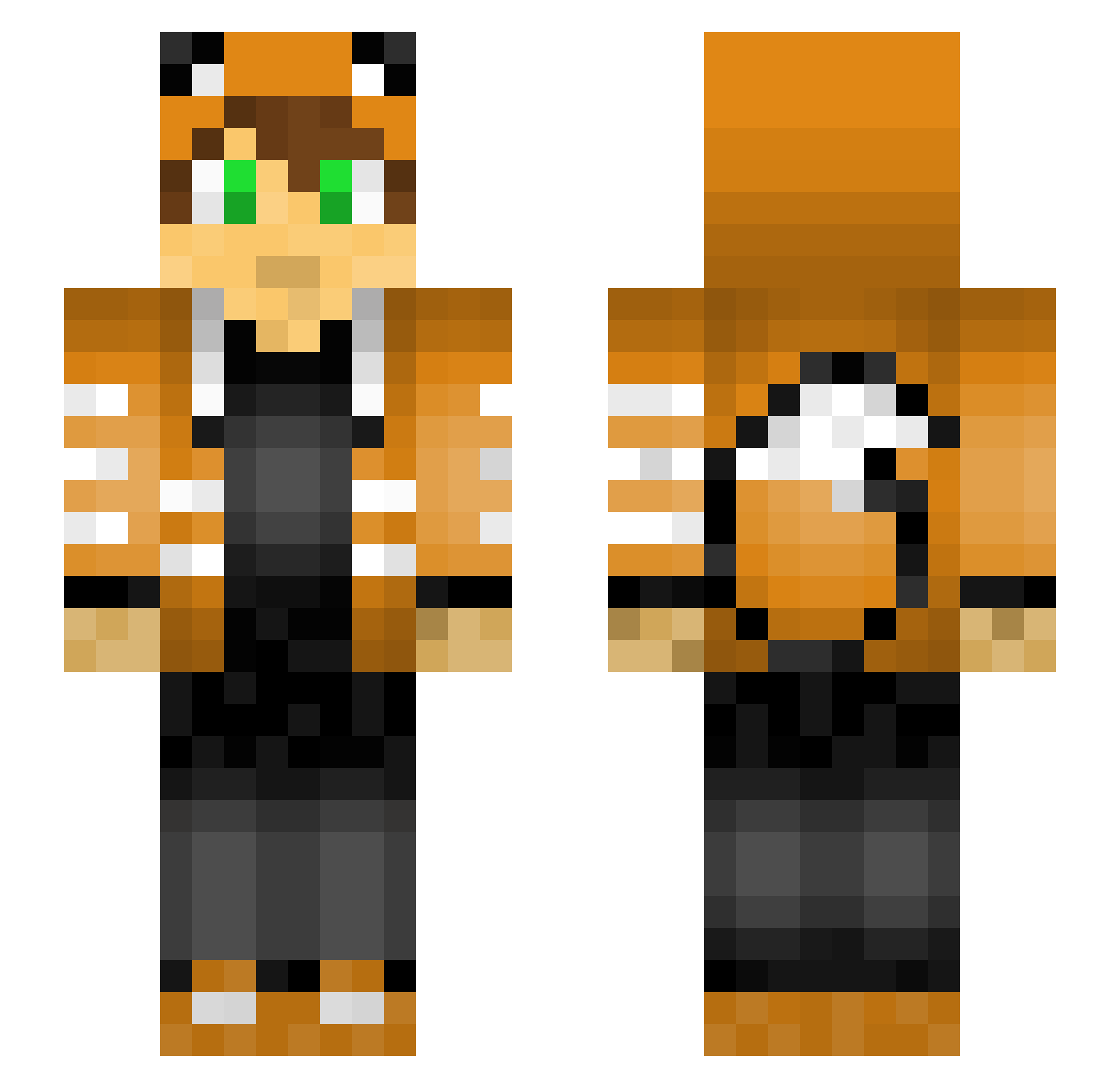 SycamoreFox Minecraft skin, front and back view