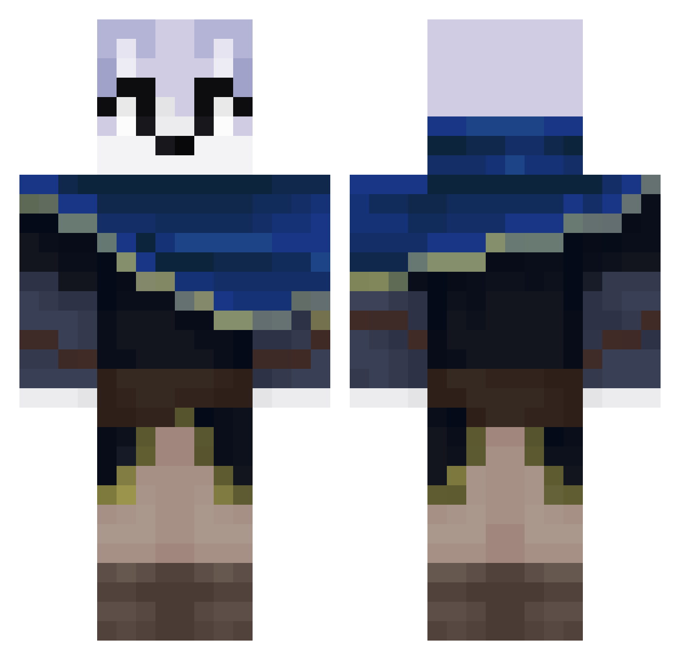 Snowymerc Minecraft skin, front and back view