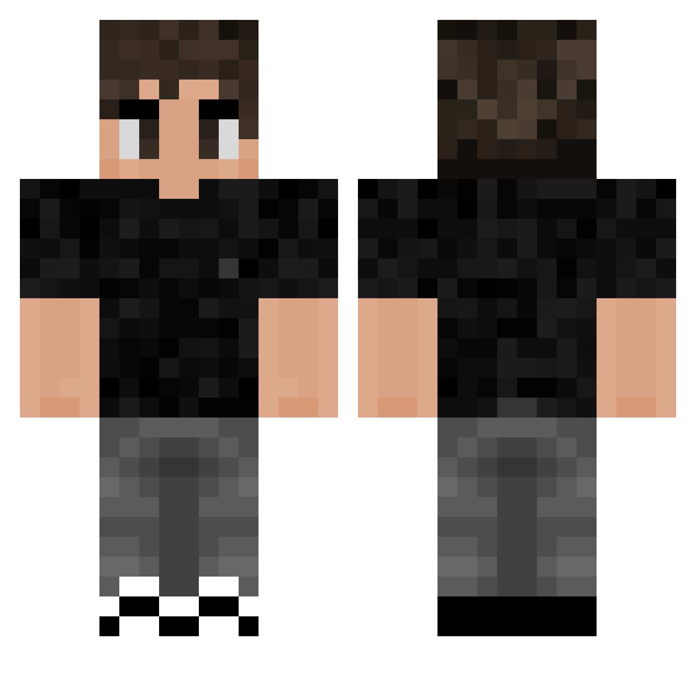 Thyrondj Minecraft skin, front and back view