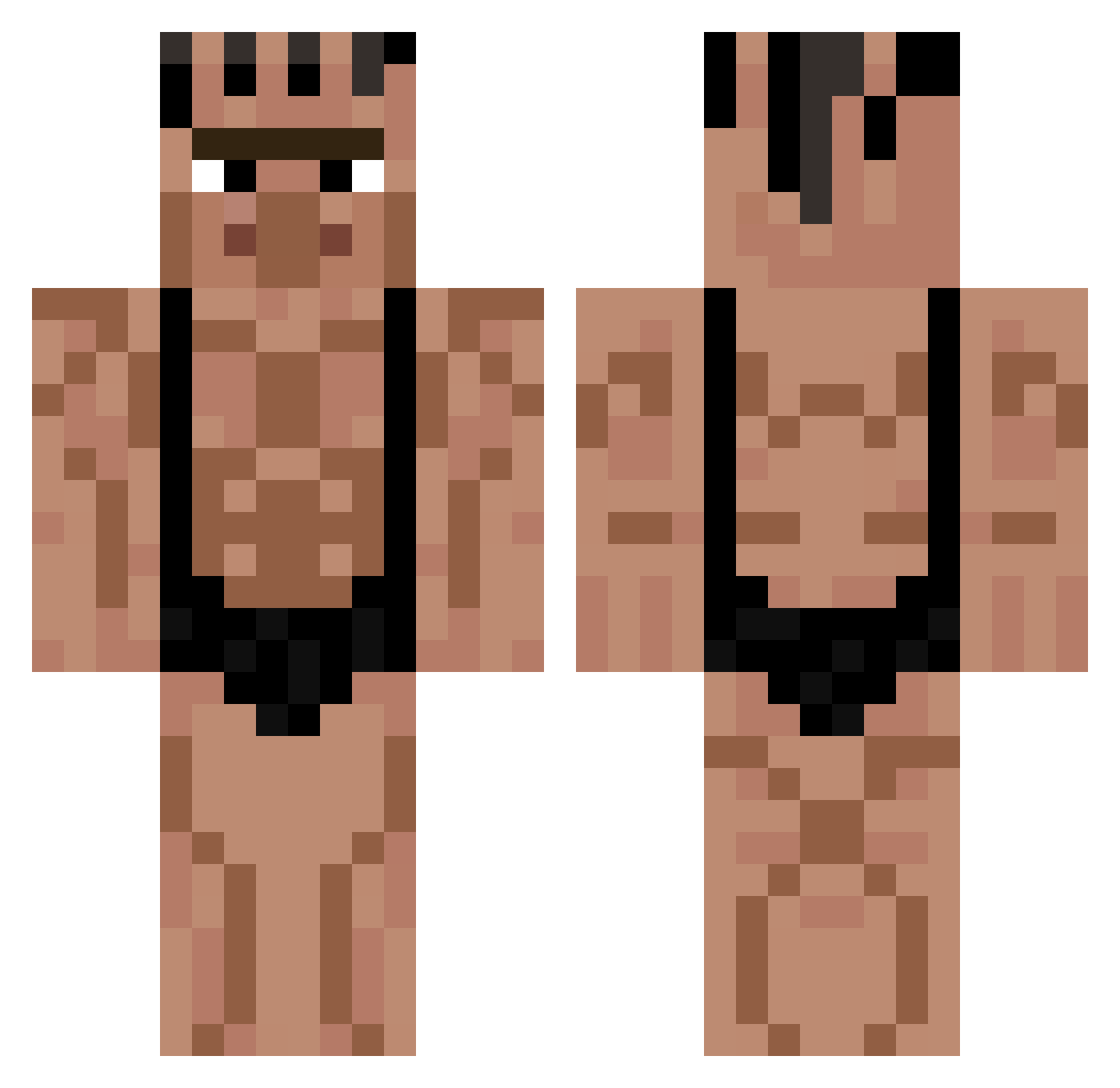 Posteriors Minecraft skin, front and back view