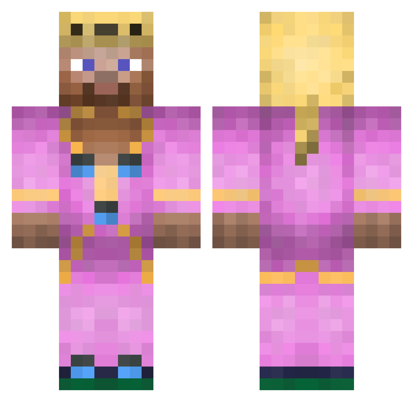 Mlat Minecraft skin, front and back view