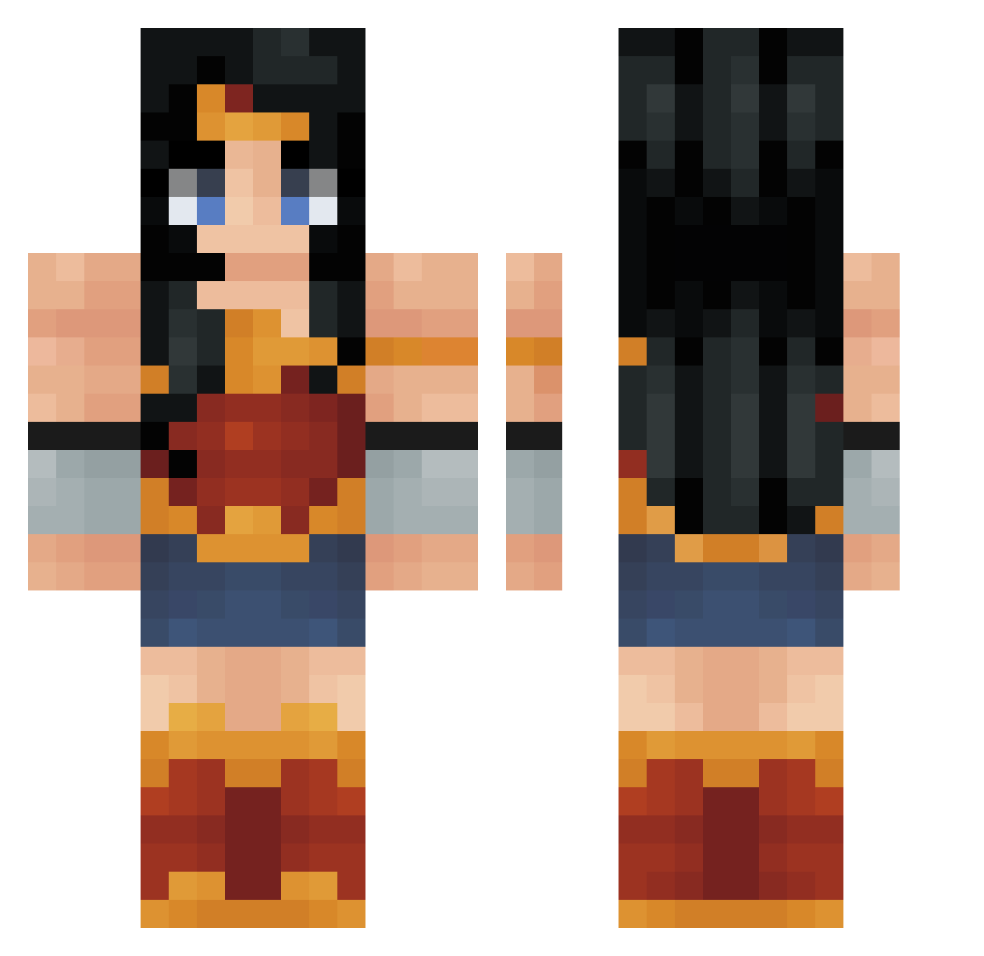 Tr1sti Minecraft skin, front and back view