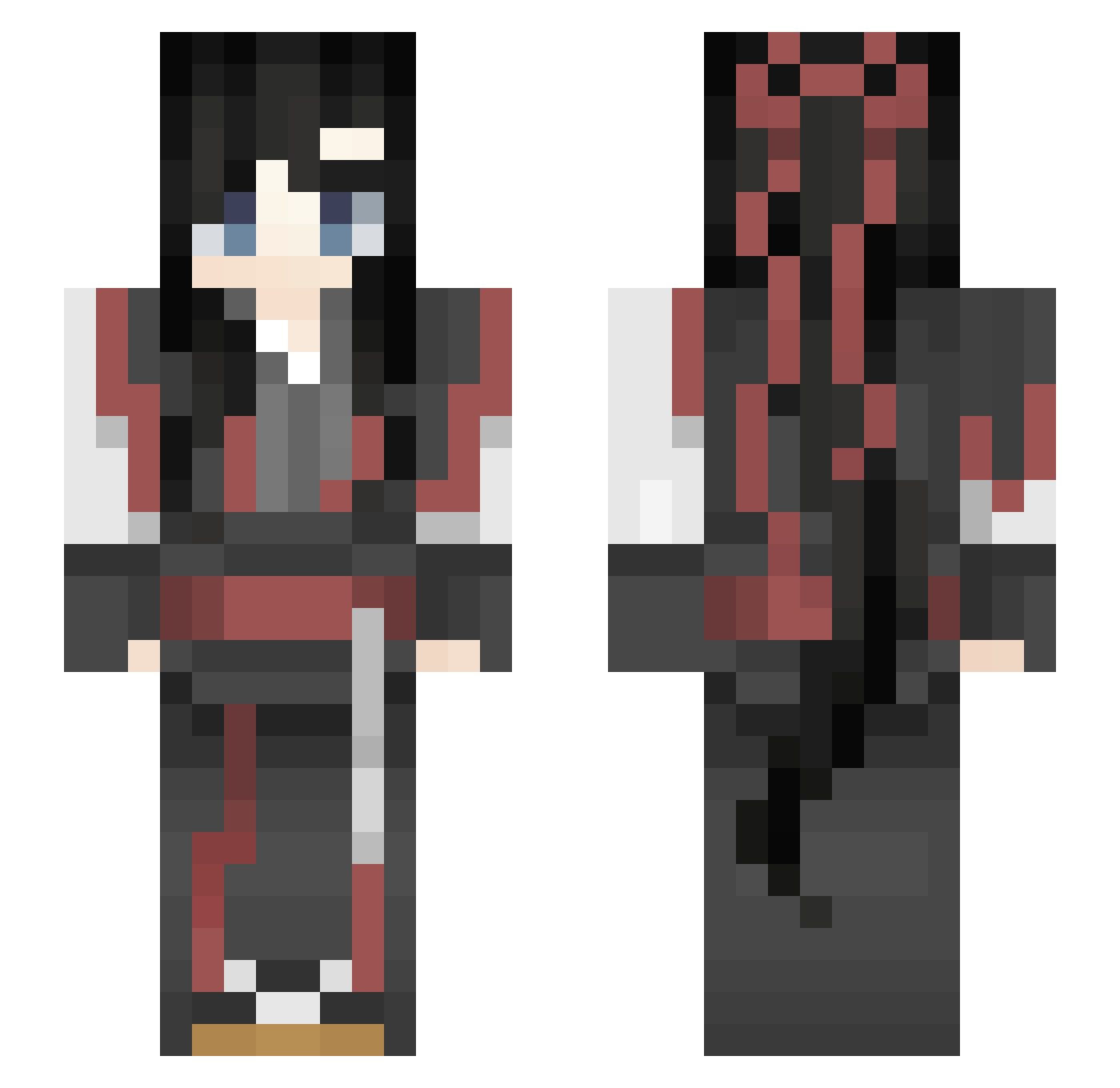 M1a0w Minecraft skin, front and back view