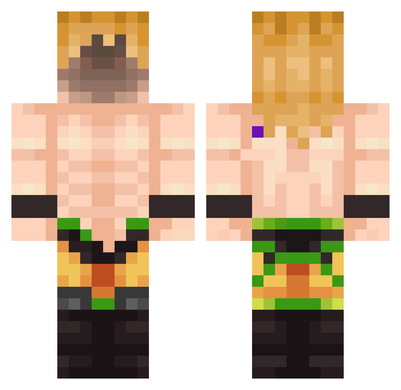 Ornox8 Minecraft skin, front and back view