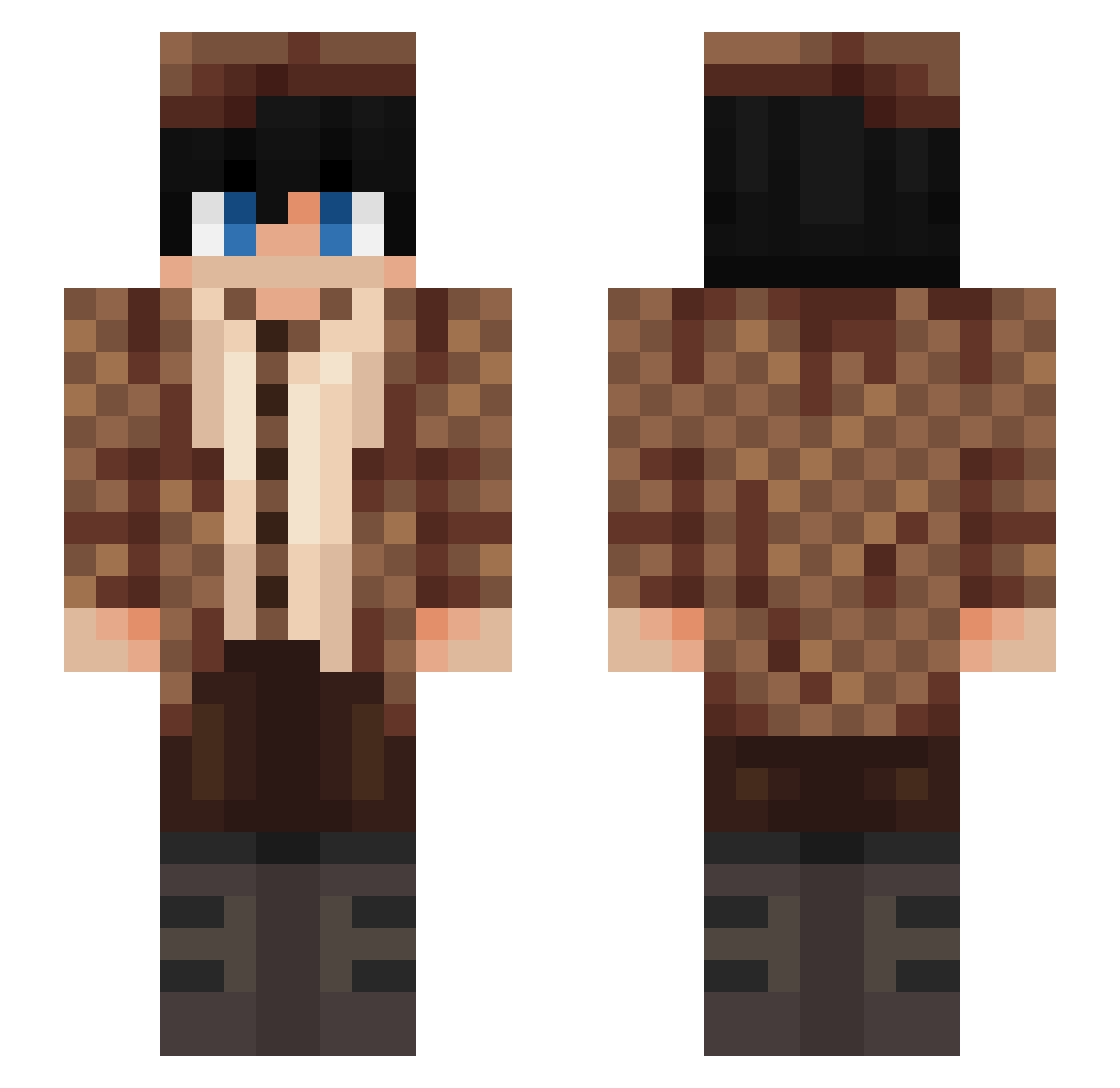 ShinyEmrald Minecraft skin, front and back view