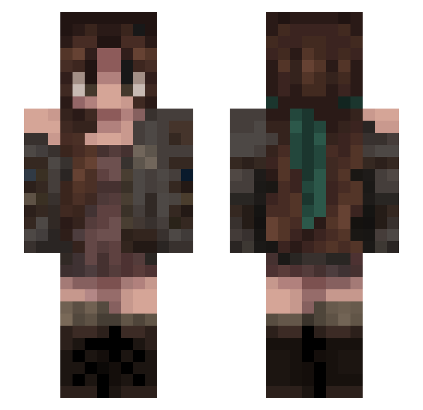 Falcity Minecraft skin, front and back view